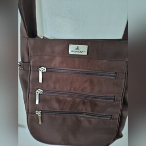Organizzi Crossbody Daybag Travel RFID Zipper Organization Handbag Bag Purse BRN